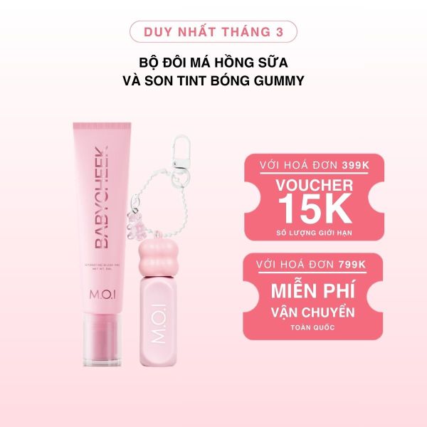 Bộ Đôi Má Hồng Sữa Và Son Tint Bóng Gummy