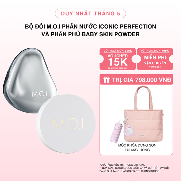 Bộ Đôi M.O.I Phấn Nước Iconic Perfection Và Phấn Phủ Baby Skin Powder