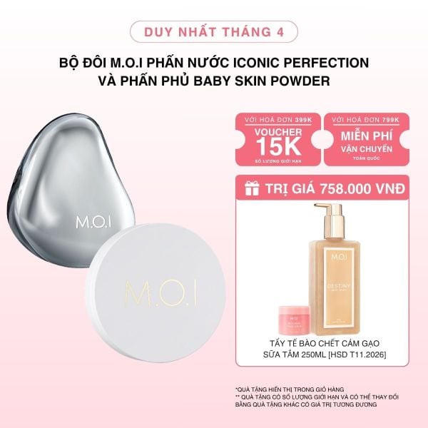 Bộ Đôi M.O.I Phấn Nước Iconic Perfection Và Phấn Phủ Baby Skin Powder