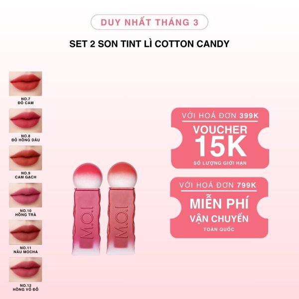 Set 2 Son Tint Lì Cotton Candy