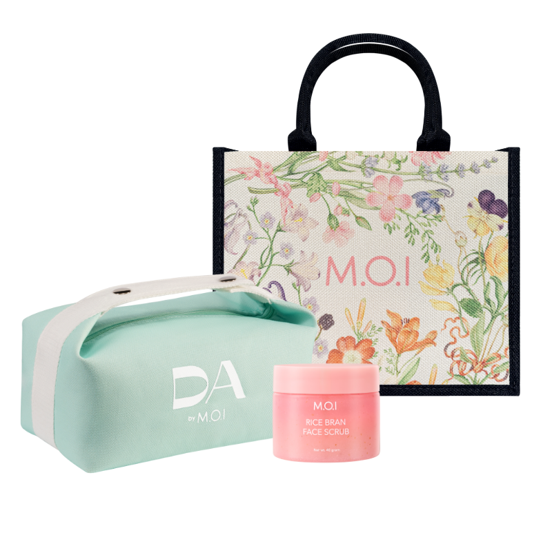  Bộ Quà Tặng Tẩy Tế Bào Cám Gạo, Túi Canvas Đa Năng Và Túi Cói Bloom Garden [Quà Tặng] 