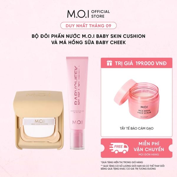 Bộ Đôi Phấn Nước M.O.I Baby Skin Cushion Và Má Hồng Sữa Baby Cheek