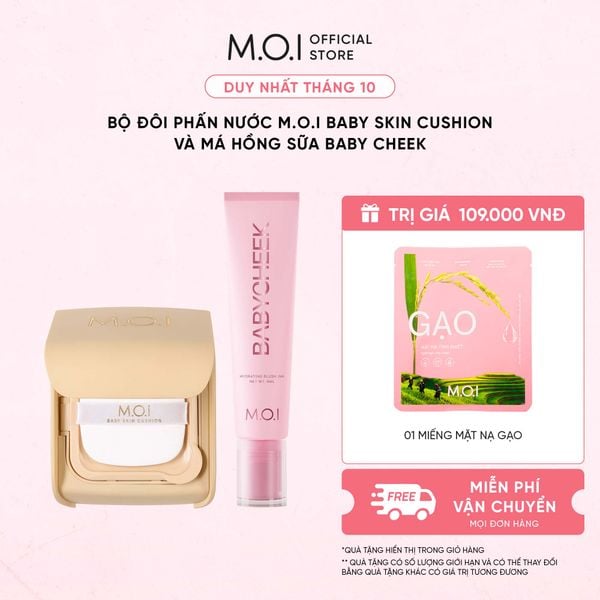Bộ Đôi Phấn Nước M.O.I Baby Skin Cushion Và Má Hồng Sữa Baby Cheek