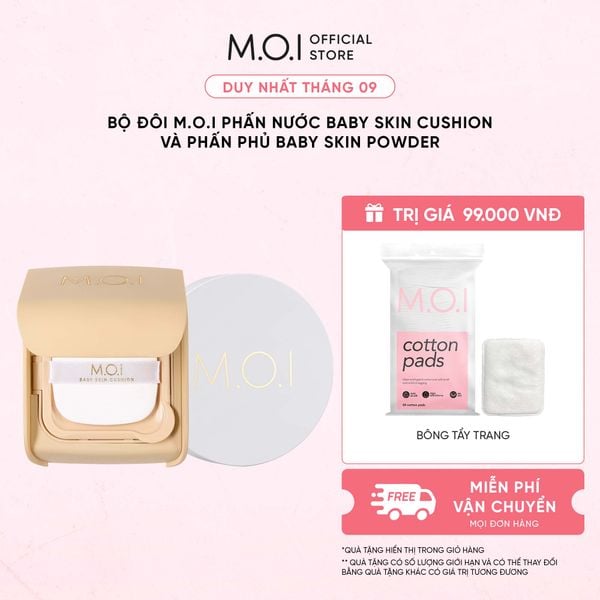 Bộ đôi M.O.I Phấn Nước Baby Skin Cushion Và Phấn Phủ Baby Skin Powder