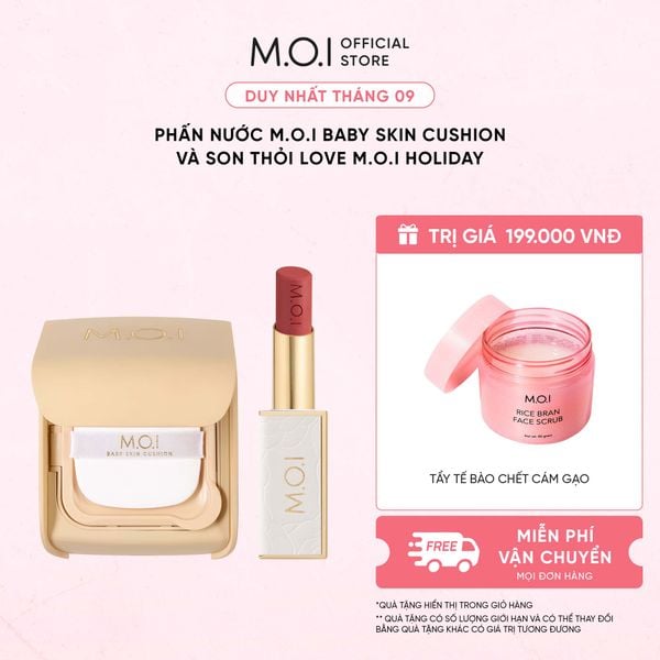 Phấn Nước M.O.I Baby Skin Cushion Và Son Thỏi Love M.O.I Holiday Phiên Bản Mùa Lễ Hội