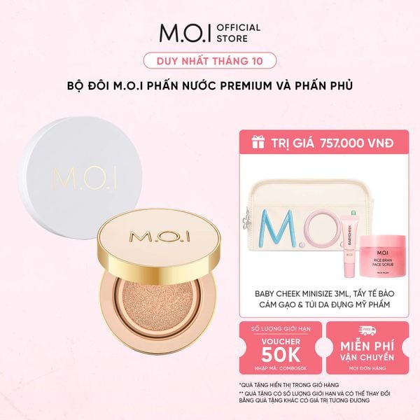 [GIẢM 50K] Bộ Đôi M.O.I Phấn Nước Premium Và Phấn Phủ Baby Skin