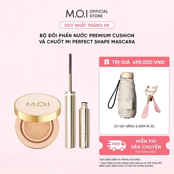 Bộ Đôi Phấn Nước Premium Cushion Và Chuốt Mi M.O.I Perfect Shape Mascara