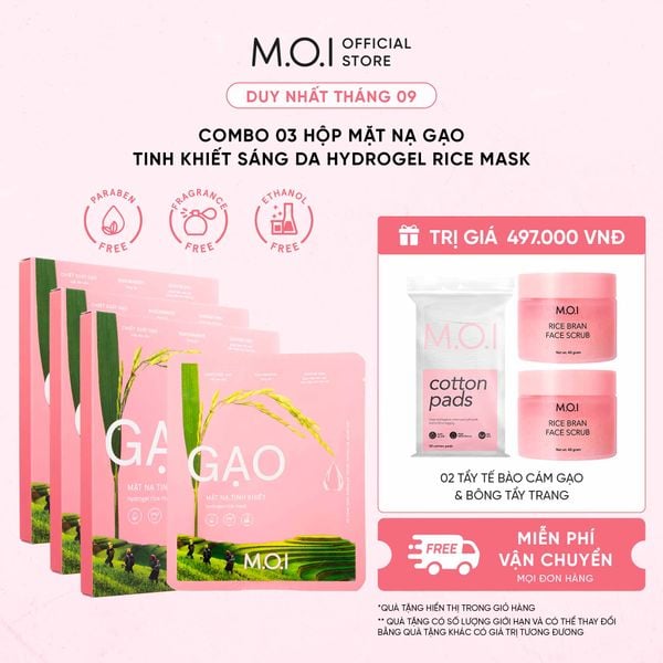 Combo 3 Hộp Mặt Nạ Gạo Tinh Khiết Sáng Da Hydrogel Rice Mask