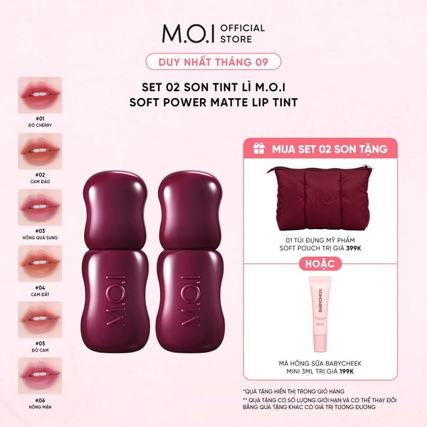 Set 2 Son Tint Lì M.O.I Soft Power Matte Lip Tint