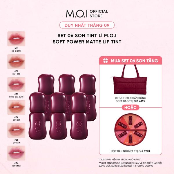 Bộ 6 Son Tint Lì M.O.I Soft Power Matte Lip Tint