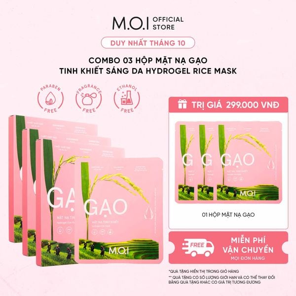 Combo 3 Hộp Mặt Nạ Gạo Tinh Khiết Sáng Da Hydrogel Rice Mask
