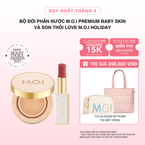 Bộ Đôi Phấn Nước M.O.I Premium Baby Skin Và Son Thỏi Love M.O.I Holiday Phiên Bản Mùa Lễ Hội