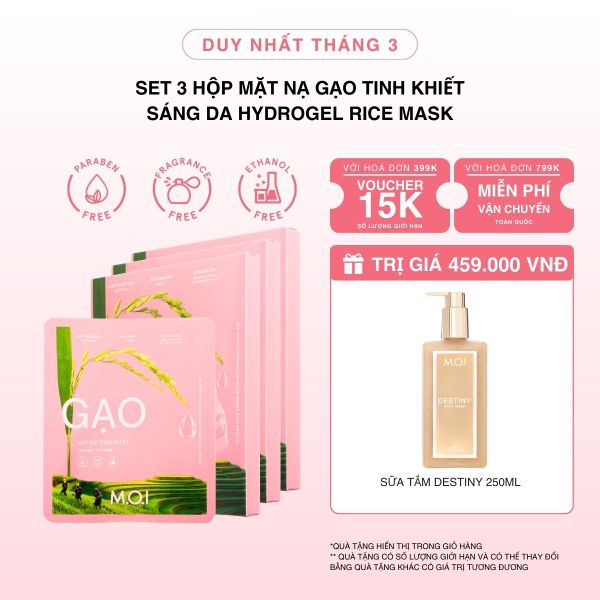 Combo 3 Hộp Mặt Nạ Gạo Tinh Khiết Sáng Da Hydrogel Rice Mask