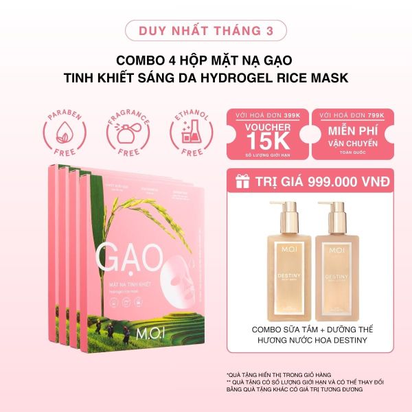 Combo 4 Hộp Mặt Nạ Gạo Tinh Khiết Sáng Da Hydrogel Rice Mask