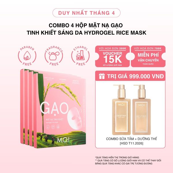 Combo 4 Hộp Mặt Nạ Gạo Tinh Khiết Sáng Da Hydrogel Rice Mask