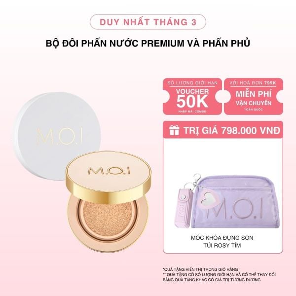 [GIẢM 50K] Bộ Đôi M.O.I Phấn Nước Premium Và Phấn Phủ Baby Skin