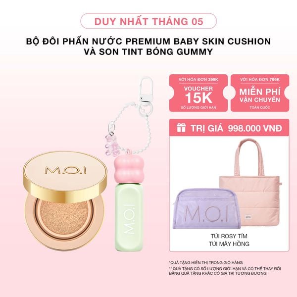 Bộ Đôi Phấn Nước Premium M.O.I Baby Skin Cushion Và Son Tint Bóng Gummy