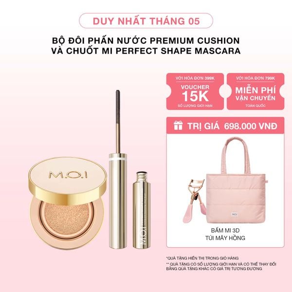 Bộ Đôi Phấn Nước Premium Cushion Và Chuốt Mi M.O.I Perfect Shape Mascara