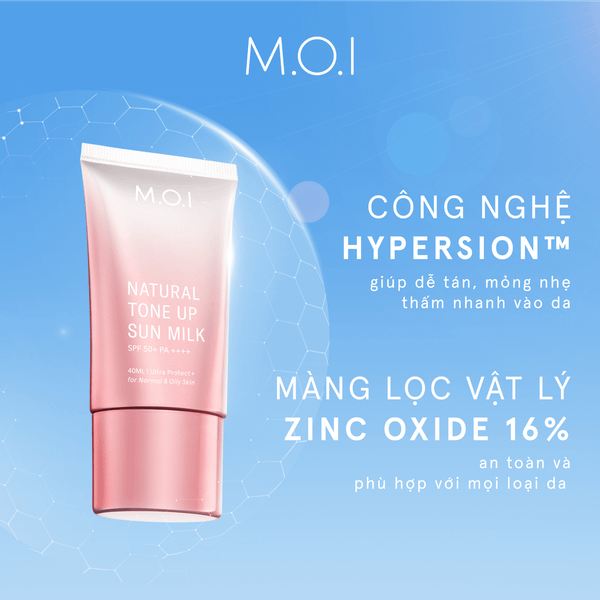 Bộ Đôi Kem Chống Nắng Nâng Tông Tự Nhiên M.O.I 40ml Và Má Hồng Kem 2 Màu