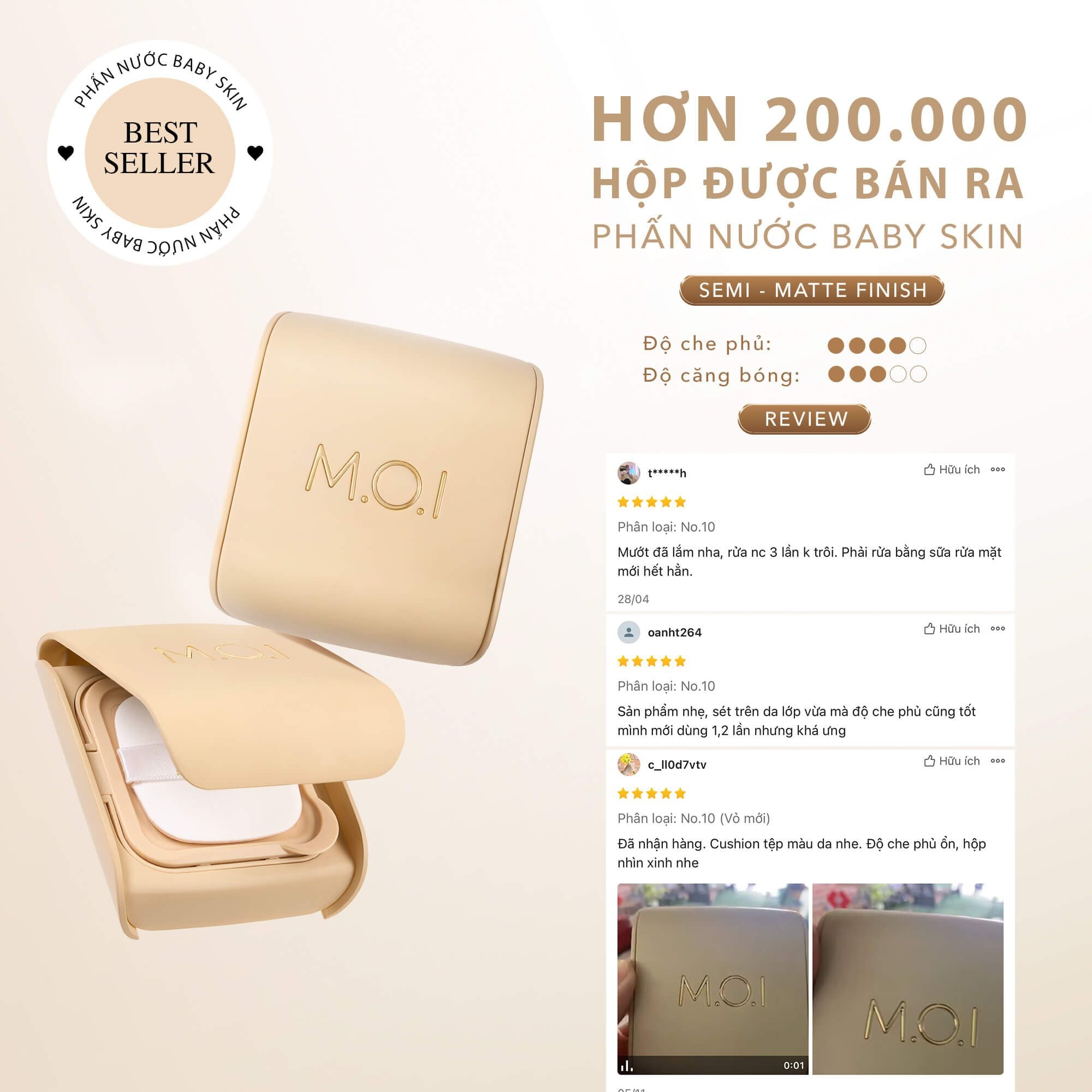  Bộ Đôi Phấn Nước M.O.I Baby Skin Cushion Và Má Hồng Sữa Baby Cheek 