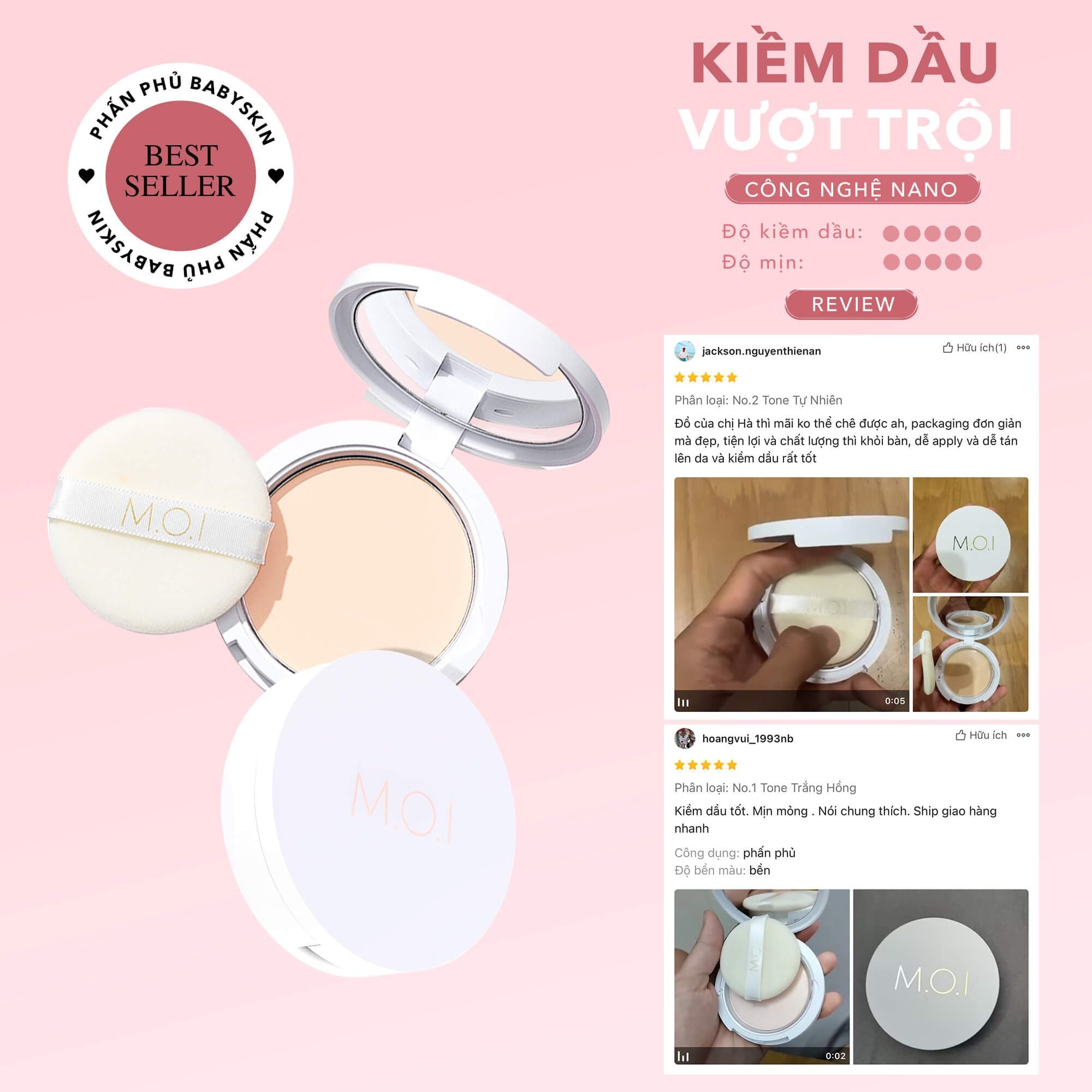  Phấn Phủ M.O.I Baby Skin Powder 