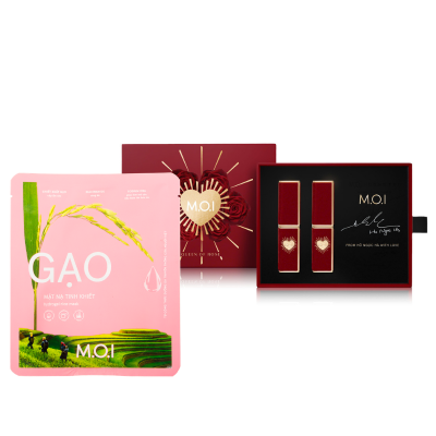 Bộ Đôi Miếng Lẻ Mặt Nạ Gạo Và Hộp Đựng 2 Son Queen Of Rose [Quà Tặng]