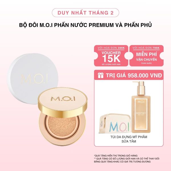 Bộ Đôi M.O.I Phấn Nước Premium Và Phấn Phủ Baby Skin