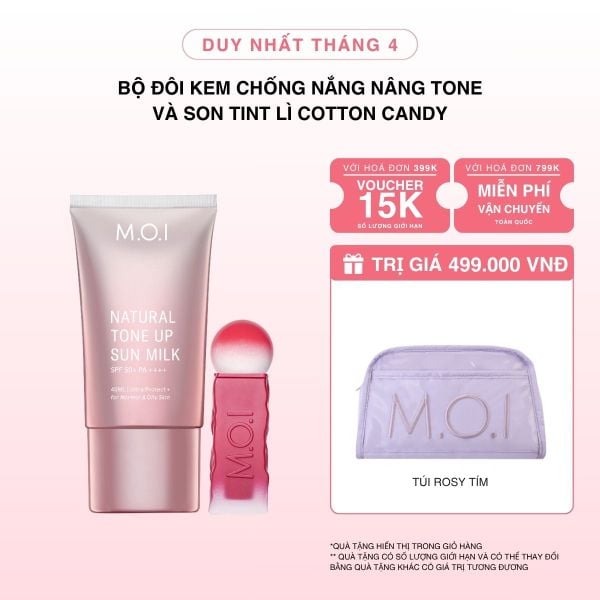 Bộ Đôi Kem Chống Nắng Nâng Tông Và Son Tint Lì Cotton Candy