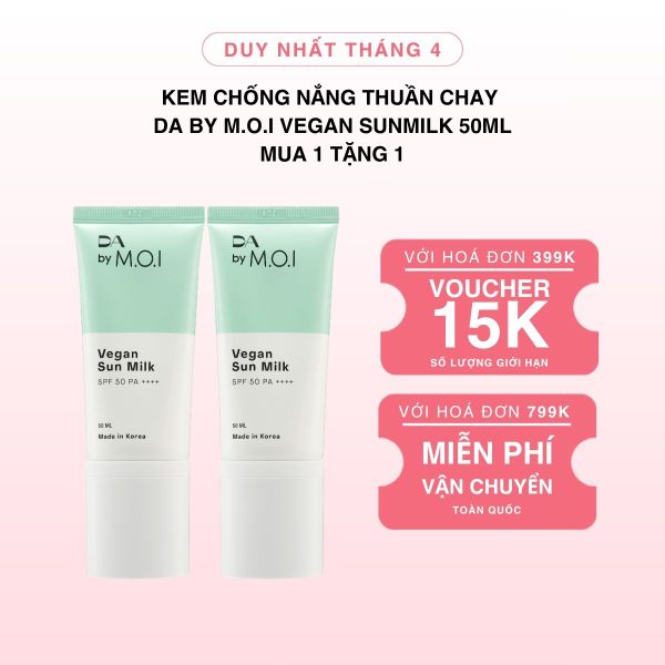 [HSD: T4.2027] Kem Chống Nắng Thuần Chay DA BY M.O.I Vegan Sunmilk 50ml [MUA 1 TẶNG 1]