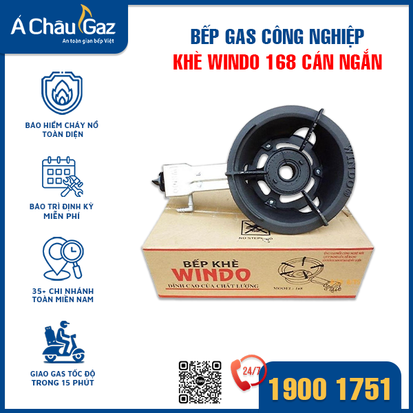 Bếp gas công nghiệp khè Windo 168 cán ngắn