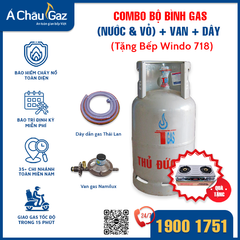 COMBO bộ bình gas ( nước & vỏ) + van + dây . Tặng Bếp Windo 718.