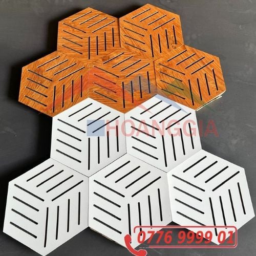 Tấm Gỗ Tiêu Âm Hình Lục Giác Có Họa Tiết, Trang Trí Cao Cấp, Decor Sang Trọng, SẴN KEO DÁN