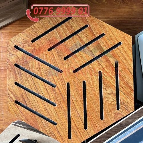 Tấm Gỗ Tiêu Âm Hình Lục Giác Có Họa Tiết, Trang Trí Cao Cấp, Decor Sang Trọng, SẴN KEO DÁN