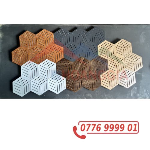 Tấm Gỗ Tiêu Âm Hình Lục Giác Có Họa Tiết, Trang Trí Cao Cấp, Decor Sang Trọng, SẴN KEO DÁN