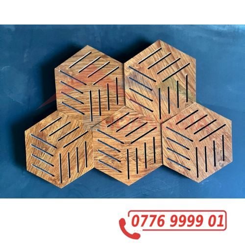 Tấm Gỗ Tiêu Âm Hình Lục Giác Có Họa Tiết, Trang Trí Cao Cấp, Decor Sang Trọng, SẴN KEO DÁN