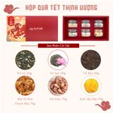  Hộp Quà Tết Thịnh Vượng (Hộp Đỏ) (Trà Lài - Trà Sen - Trà Đen - Mứt Vỏ Bưởi Chanh Dây - Hạt Điều - Xoài Sấy Dẻo) 