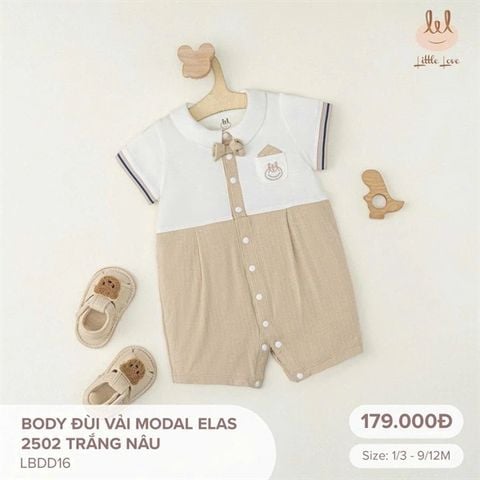 Body đùi vải Modal Elas Little Love trắng nâu (9-12th)