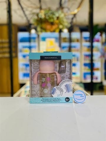 Bình tập uống chuyển tiếp PPSU Marcus & Marcus 6th - Màu hồng (300ml)