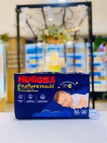 Tã quần Huggies Nature Made Overnite size XL 38 miếng (12-18 kg)