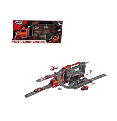 Đồ chơi xe tải nhiều ngăn cứu hỏa với đường trượt nối dài Vecto (3 tuổi)