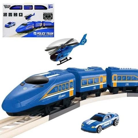 Bộ lắp ráp đường ray và tàu cao tốc chạy pin cảnh sát Vecto (3Y)
