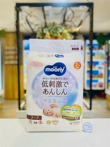 Tã dán Moony Natural size S - 58+2 miếng NK (4-8kg)