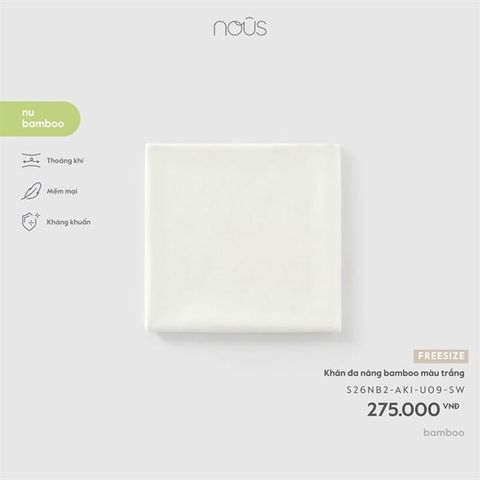 Khăn đa năng Bamboo màu trắng Nous