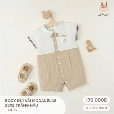 Body đùi vải Modal Elas Little Love trắng nâu (1-3th)
