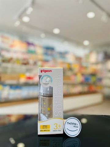 Bình sữa Pigeon WN3 nhựa PPSU Howapipi xám (240ml)