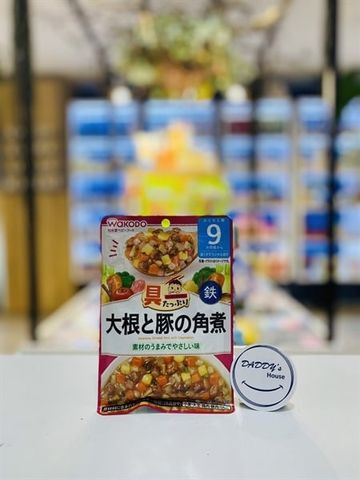 Thịt heo hầm kiểu Nhật với rau củ, nước tương Wakodo 9th (80g)