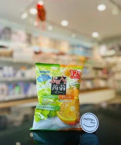 Thạch Orihiro jelly vị nho & cam (12 túi x 20g)