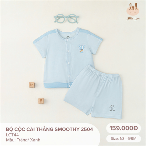 Bộ cộc cài thẳng vải Smoothy Little Love - Màu xanh (6-9th)