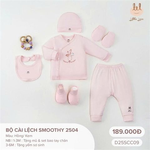 Bộ cài lệch Smoothy Little Love - Màu hồng (NB)