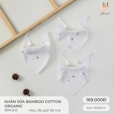 Khăn sữa Bamboo cotton organic Little Love - Mẫu bé gái (Hộp 5 khăn)